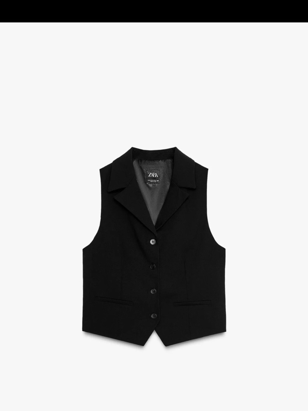 Zara Black Structured Sleeveless Vest
